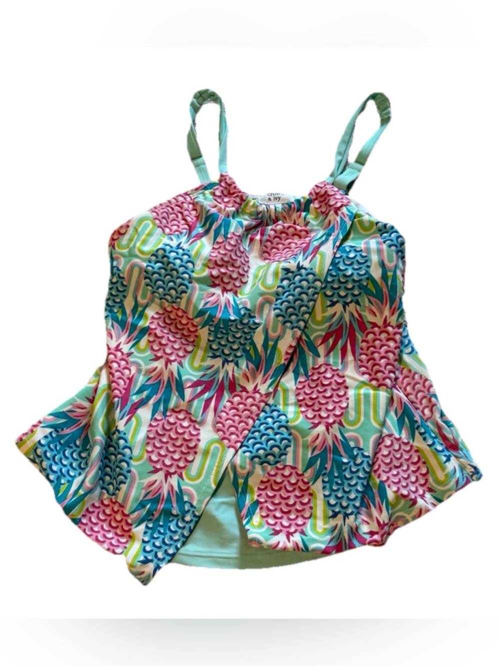 Women's Crown and Ivy Pineapple Swim Top Size Small New Without Tags